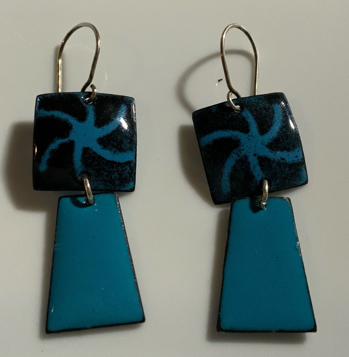 Starburst Theme Enameled Earrings Twilight Blue
