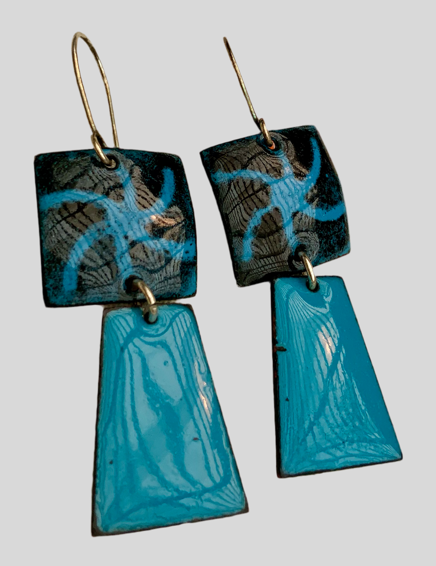Starburst Theme Enameled Earrings Twilight Blue