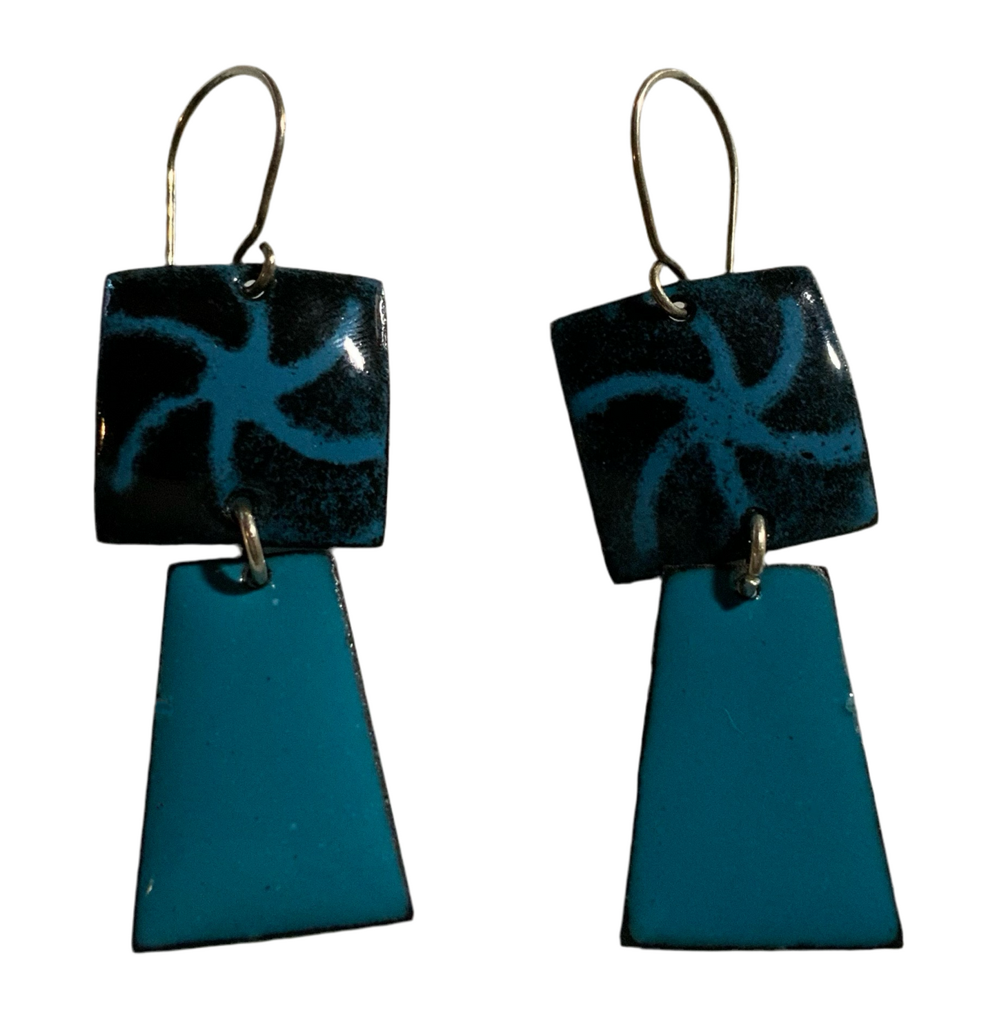 Starburst Theme Enameled Earrings Twilight Blue