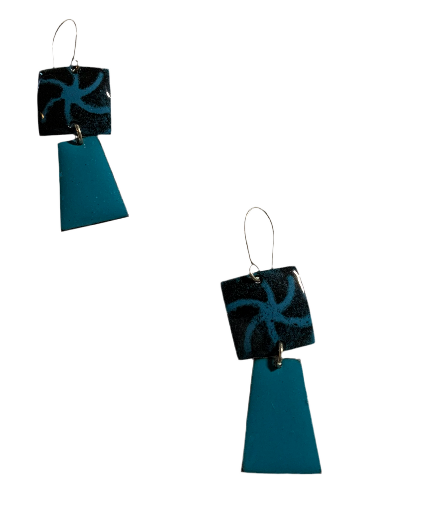 Starburst Theme Enameled Earrings Twilight Blue