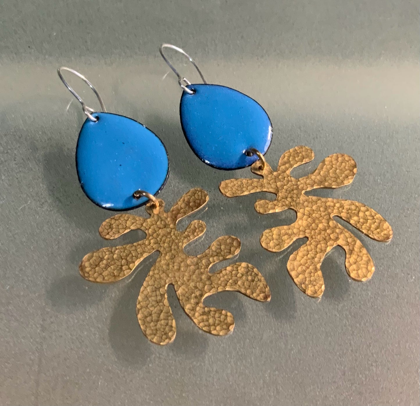 Seaweed Ocean Theme Enameled Earrings PICK YOUR COLOR