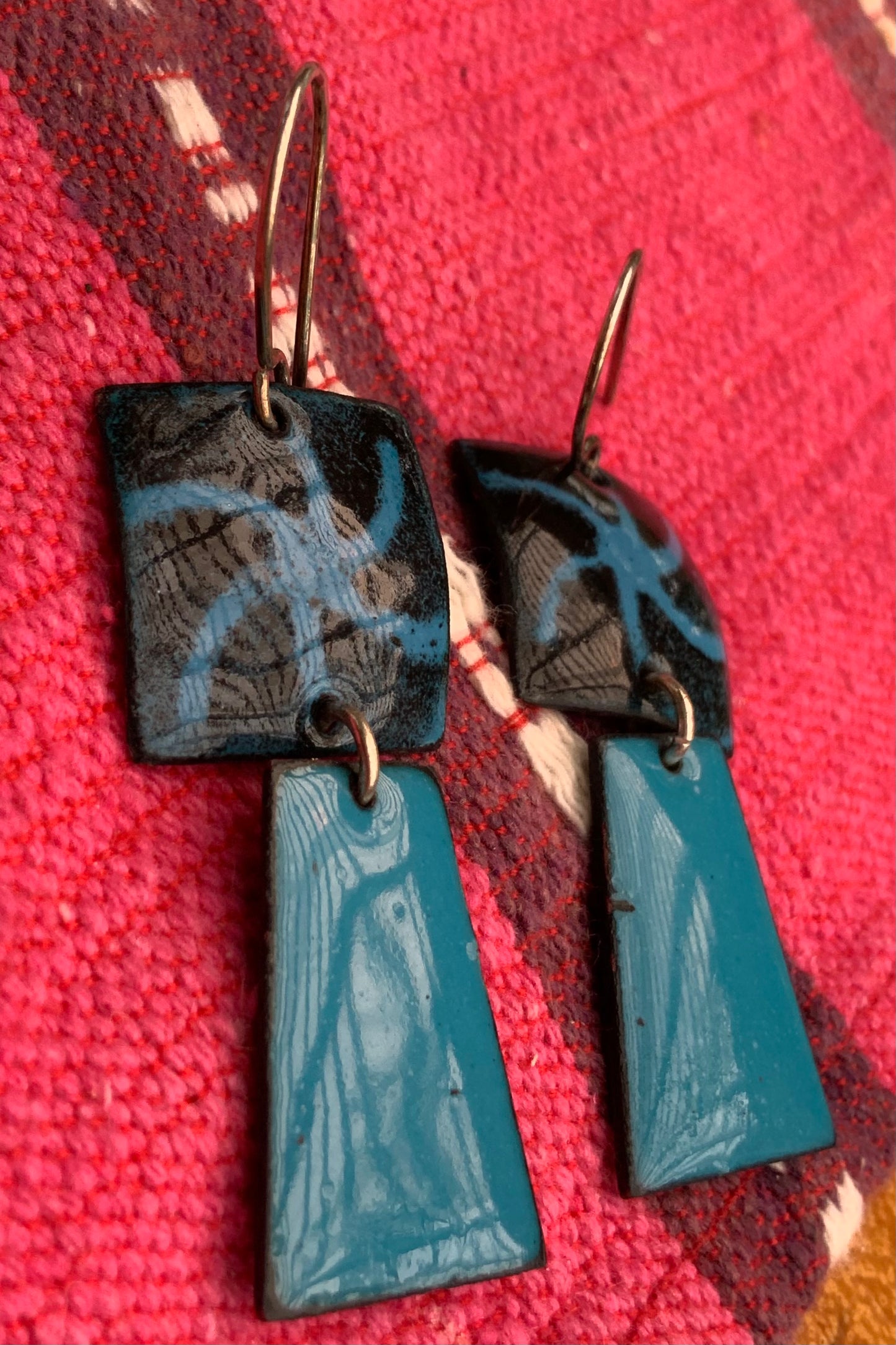Starburst Theme Enameled Earrings Twilight Blue