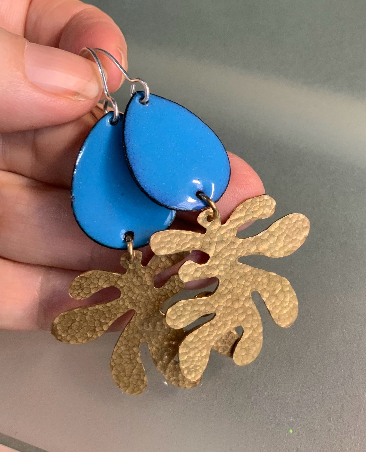 Seaweed Ocean Theme Enameled Earrings PICK YOUR COLOR