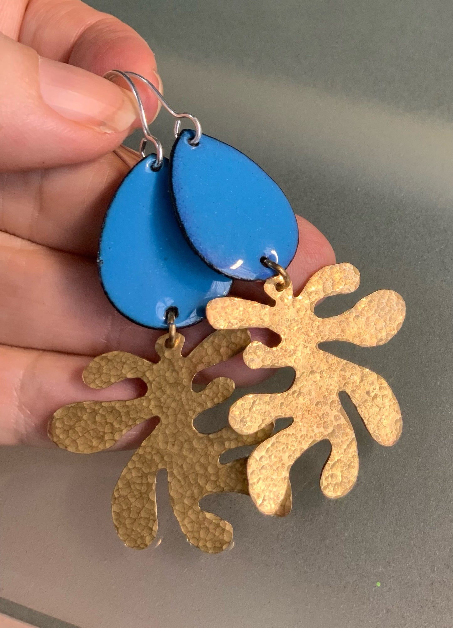 Seaweed Ocean Theme Enameled Earrings PICK YOUR COLOR