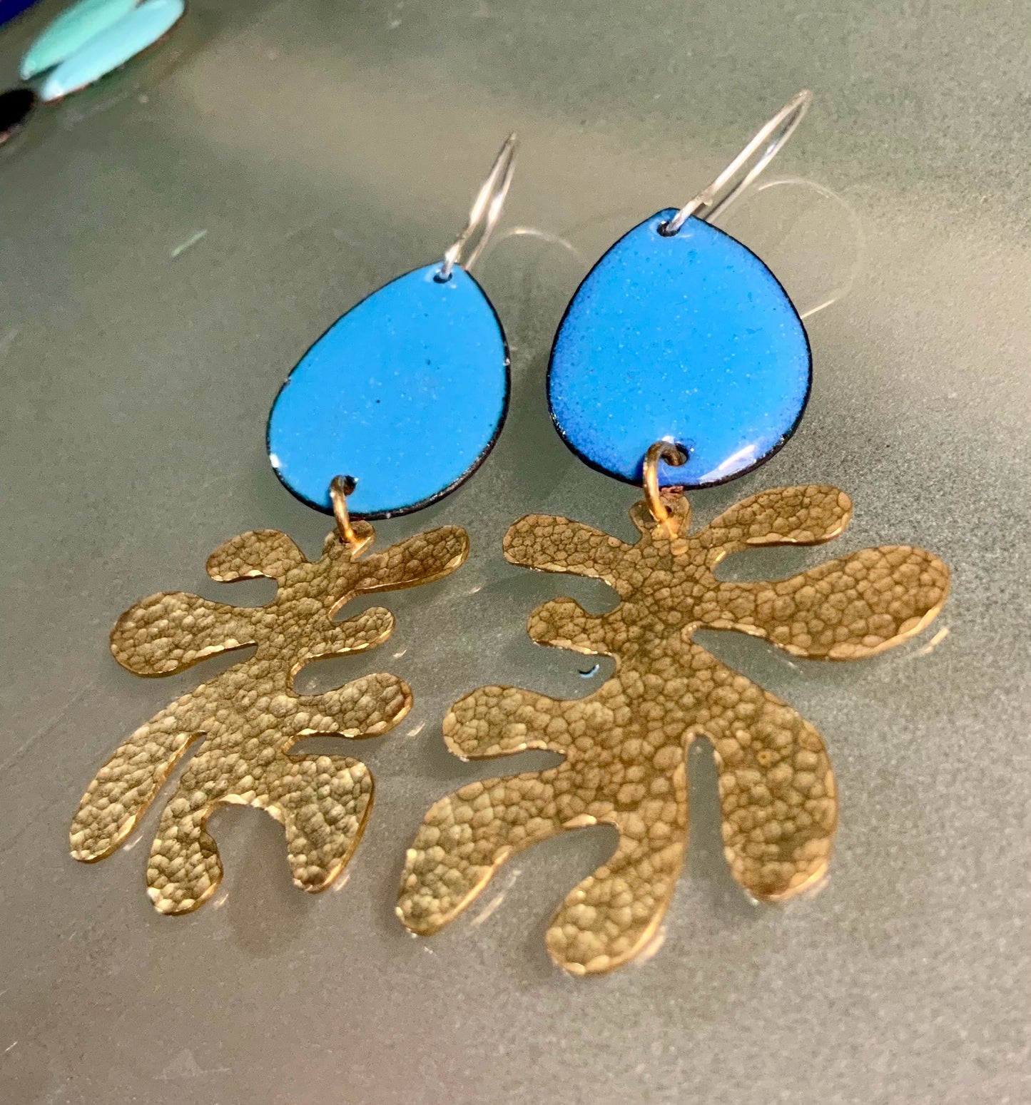 Seaweed Ocean Theme Enameled Earrings PICK YOUR COLOR