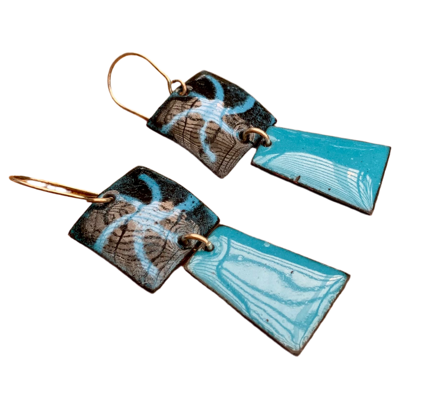 Starburst Theme Enameled Earrings Twilight Blue